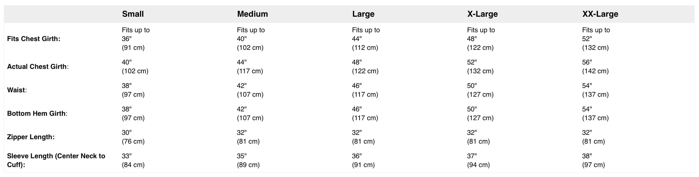 Zpacks Vertice Rain Jacket sizes